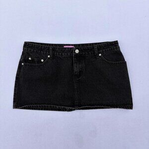 Edikted Black Wash Denim Mini Skirt Sz L Grunge Alt Emo Concert Goth y2k 2000s